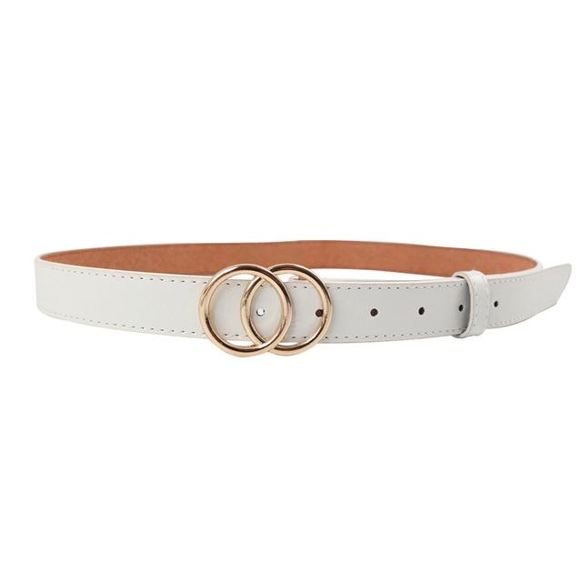 Women's Leather Double Ring Buckle